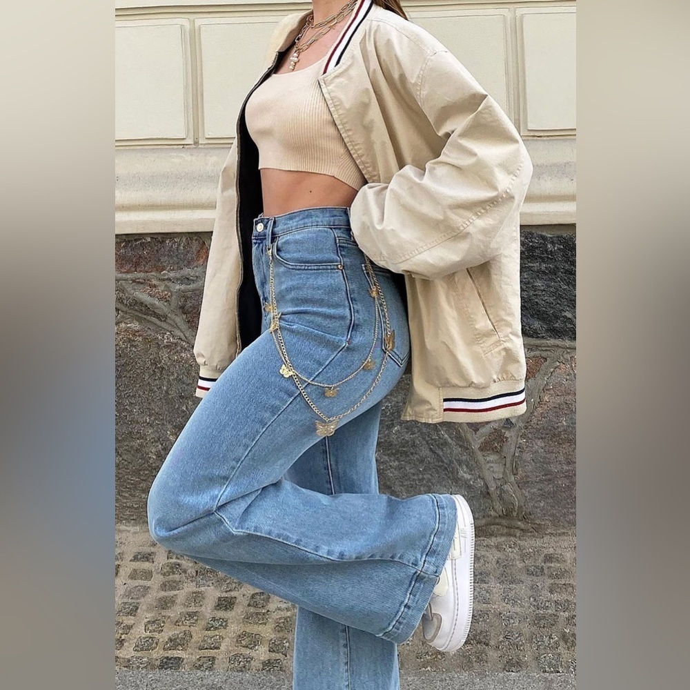NWT Fashion Nova Bridge The Distance Wide Leg Jeans Medium Blue Wash Size 9 - Picture 3 of 13